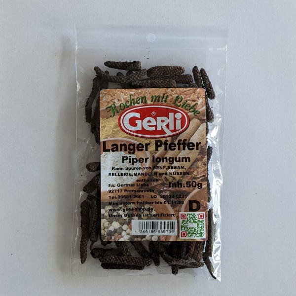 Langer Pfeffer Piperlongum Gerli Gewürze 50 g