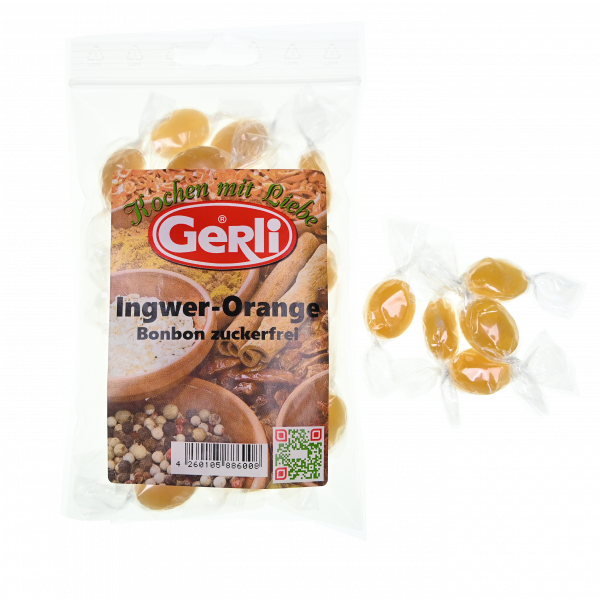 Ingwer-Orange zuckerfrei Gerli Bonbon 80 g