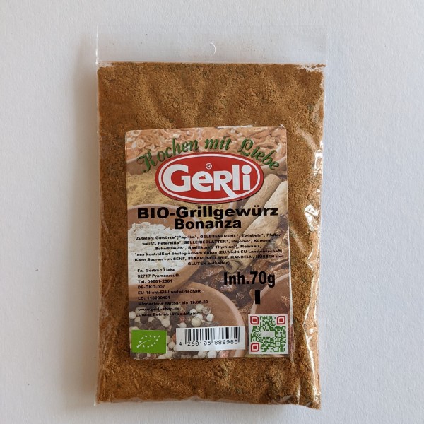 Bio Grillgewürz Bonanza Gerli Gewürze 70 g