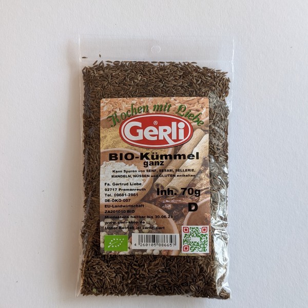 Bio Kümmel ganz Gerli Gewürze 70 g