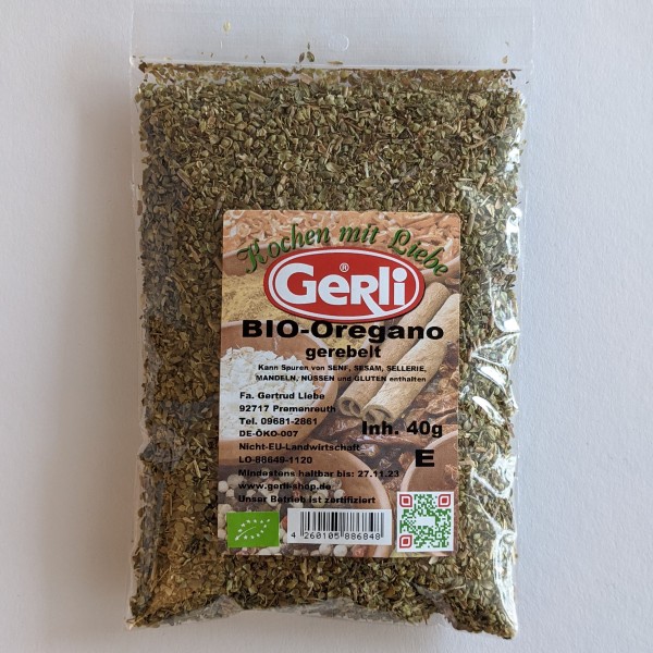 Bio Oregano gerebelt Gerli Gewürze 40 g