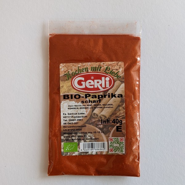 Bio Paprika scharf gemahlen Gerli Gewürze 40 g